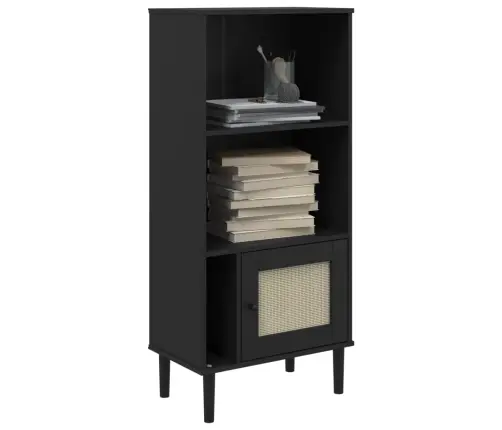 Grāmatu Plaukts Senja, Melns, 60X35X130 Cm, Priedes Masīvkoks Vidaxl