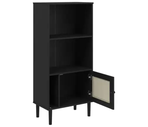 Grāmatu Plaukts Senja, Melns, 60X35X130 Cm, Priedes Masīvkoks Vidaxl