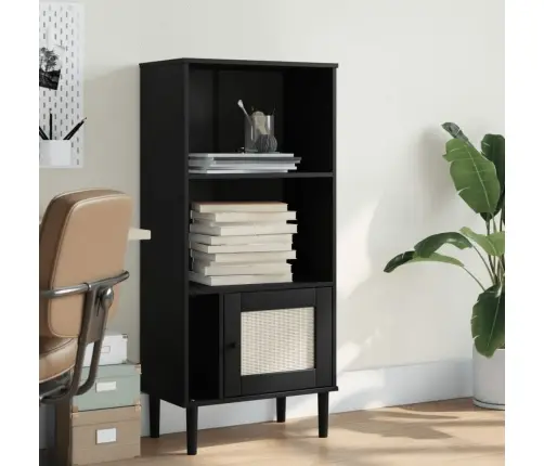 Grāmatu Plaukts Senja, Melns, 60X35X130 Cm, Priedes Masīvkoks Vidaxl