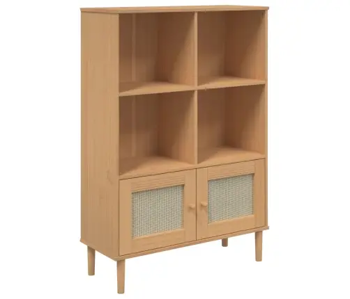 Knygų Spinta Senja, Ruda, 90X35X130cm Pušies Medienos Masyvas