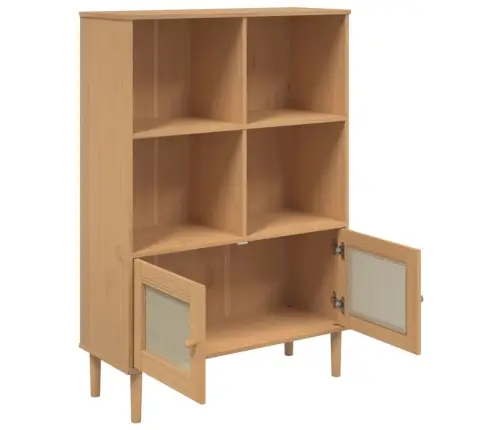 Knygų Spinta Senja, Ruda, 90X35X130cm Pušies Medienos Masyvas