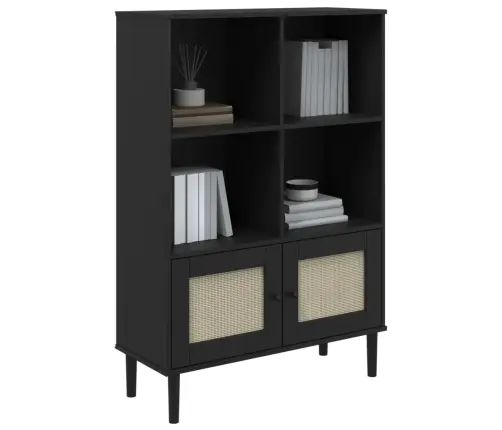 Grāmatu Plaukts Senja, Melns, 60X35X130 Cm, Priedes Masīvkoks Vidaxl