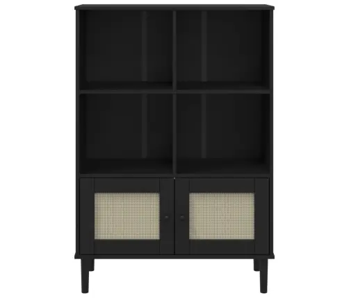 Grāmatu Plaukts Senja, Melns, 60X35X130 Cm, Priedes Masīvkoks Vidaxl