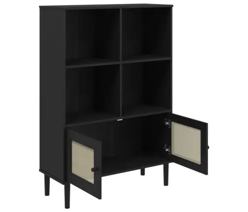 Grāmatu Plaukts Senja, Melns, 60X35X130 Cm, Priedes Masīvkoks Vidaxl