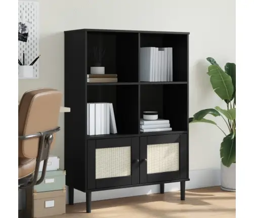 Grāmatu Plaukts Senja, Melns, 60X35X130 Cm, Priedes Masīvkoks Vidaxl