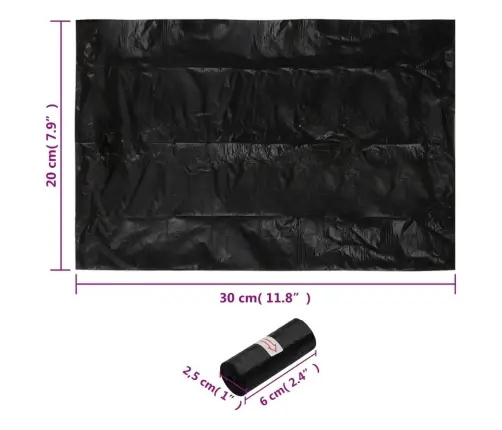 Maisiņi Suņu Izkārnījumiem, 750 Gab., Melni, 30X20 Cm, Pe Vidaxl