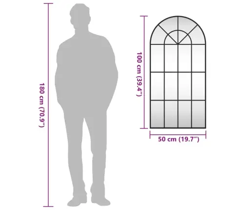 Sienas Spogulis, Melns, 50X100 Cm, Dzelzs Vidaxl Sienas Spogulis, Melns, 50X100 Cm, Dzelzs Vidaxl