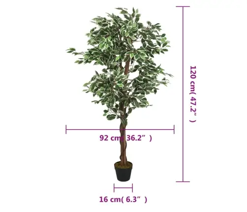 Mākslīgais Fikuss, 630 Lapas, 120 Cm, Zaļš Vidaxl