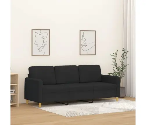 Trivietė Sofa, Juodos Spalvos, 180cm Audinys