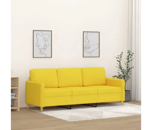 Trīsvietīgs Dīvāns, Gaiši Dzeltens Audums, 180 Cm Vidaxl