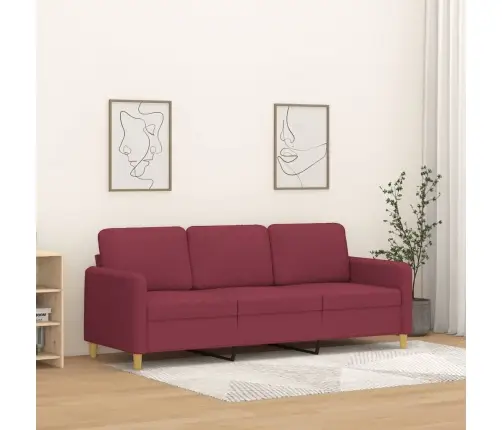 Trīsvietīgs Dīvāns, Vīnsarkans Audums, 180 Cm Vidaxl