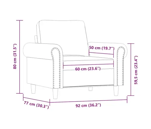 Krėslas, Pilkos Spalvos, 60cm Dirbtinė Oda