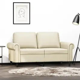 Divvietīgs Dīvāns, Krēmkrāsas, 120 Cm, Mākslīgā Āda Vidaxl
