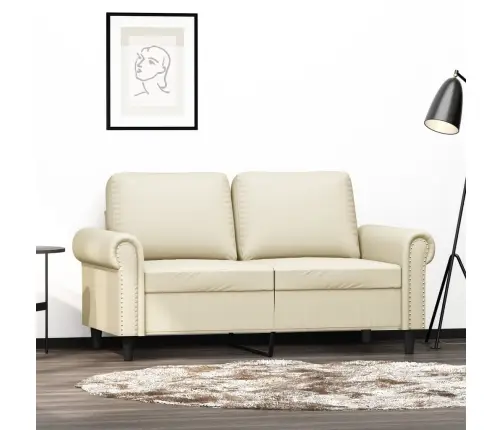 Divvietīgs Dīvāns, Krēmkrāsas, 120 Cm, Mākslīgā Āda Vidaxl