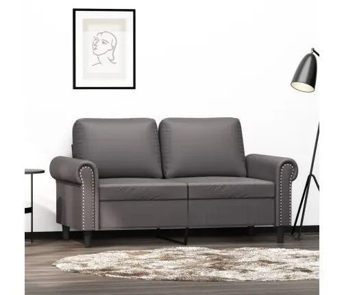 Divvietīgs Dīvāns, Pelēks, 120 Cm, Mākslīgā Āda Vidaxl