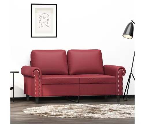 Divvietīgs Dīvāns, Vīnsarkans, 120 Cm, Mākslīgā Āda Vidaxl
