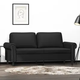 Dvivietė Sofa, Juodos Spalvos, 140cm Dirbtinė Oda
