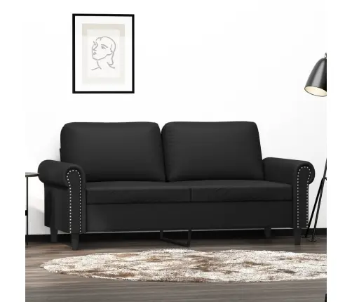 Dvivietė Sofa, Juodos Spalvos, 140cm Dirbtinė Oda