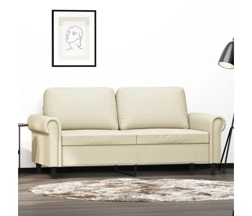 Divvietīgs Dīvāns, Krēmkrāsas, 140 Cm, Mākslīgā Āda Vidaxl