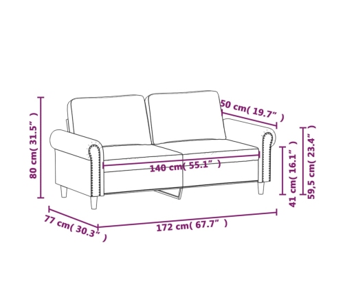Divvietīgs Dīvāns, Pelēks, 140 Cm, Mākslīgā Āda Vidaxl