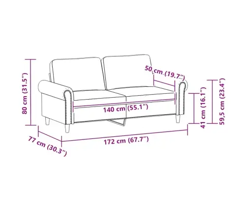 Dvivietė Sofa, Pilkos Spalvos, 140cm Dirbtinė Oda