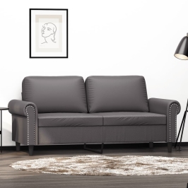 Divvietīgs Dīvāns, Pelēks, 140 Cm, Mākslīgā Āda Vidaxl