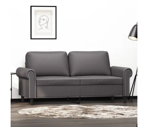 Divvietīgs Dīvāns, Pelēks, 140 Cm, Mākslīgā Āda Vidaxl