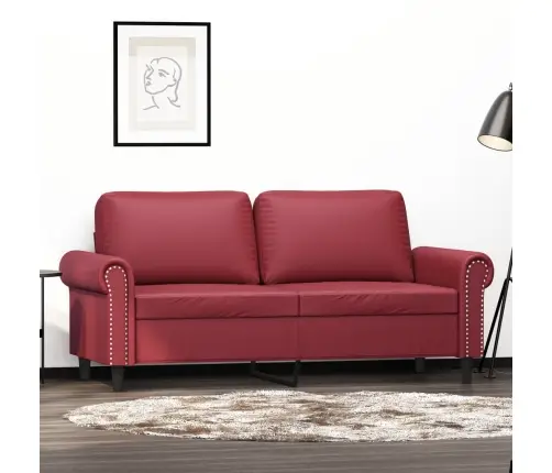 Divvietīgs Dīvāns, Vīnsarkans, 140 Cm, Mākslīgā Āda Vidaxl