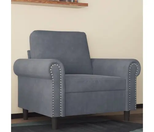 Krėslas, Tamsiai Pilkos Spalvos, 60cm Aksomas