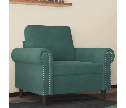 Krėslas, Tamsiai Žalios Spalvos, 60cm Aksomas