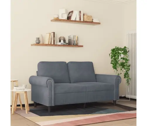 Dvivietė Sofa, Tamsiai Pilkos Spalvos, 120cm Aksomas