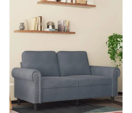 Dvivietė Sofa, Tamsiai Pilkos Spalvos, 120cm Aksomas