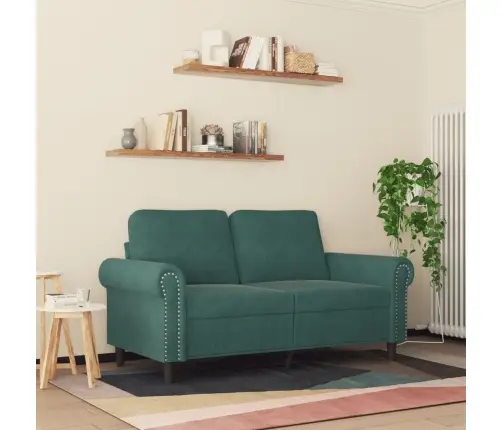 Dvivietė Sofa, Tamsiai Žalios Spalvos, 120cm Aksomas