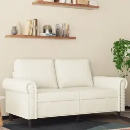 Divvietīgs Dīvāns, Krēmkrāsas, 120 Cm, Samts Vidaxl Divvietīgs Dīvāns, Krēmkrāsas, 120 Cm, Samts Vidaxl