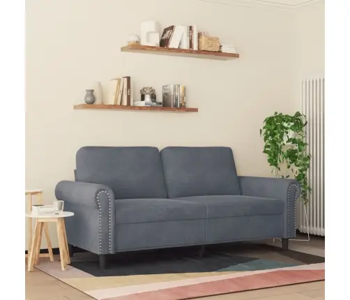 Dvivietė Sofa, Tamsiai Pilkos Spalvos, 140cm Aksomas