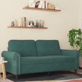 Dvivietė Sofa, Tamsiai Žalios Spalvos, 140cm Aksomas