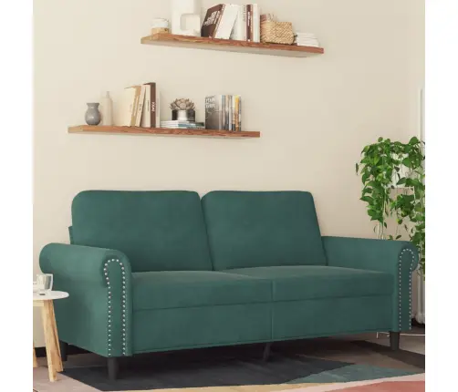 Dvivietė Sofa, Tamsiai Žalios Spalvos, 140cm Aksomas