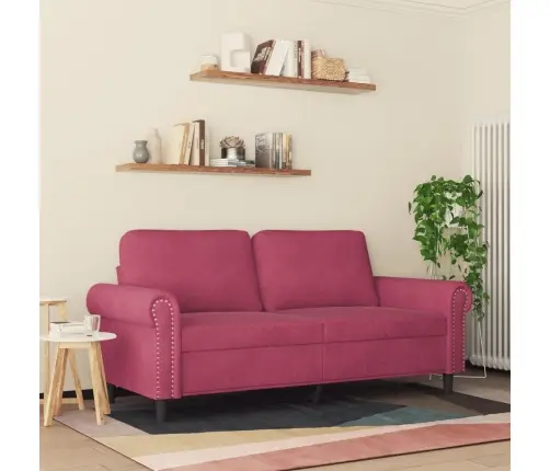 Dvivietė Sofa, Raudonojo Vyno Spalvos, 140cm Aksomas