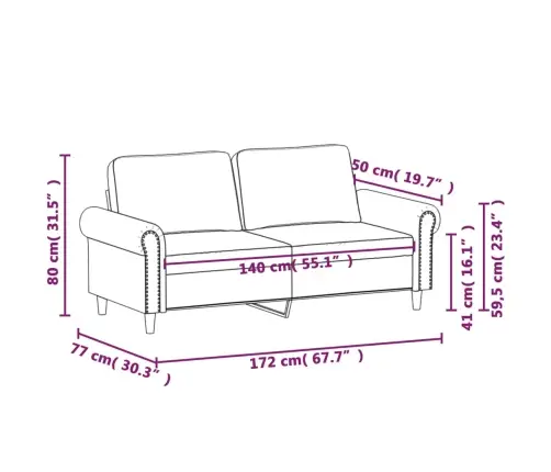 Dvivietė Sofa, Raudonojo Vyno Spalvos, 140cm Aksomas