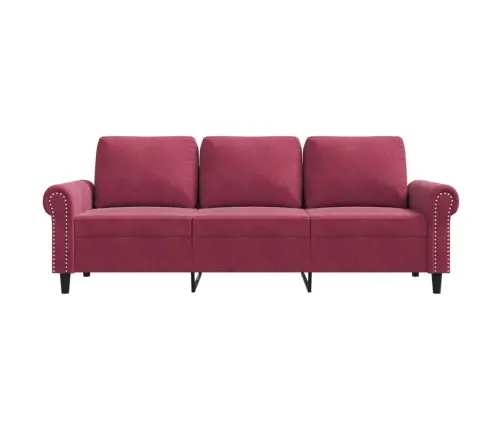 Trivietė Sofa, Raudonojo Vyno Spalvos, 180cm Aksomas