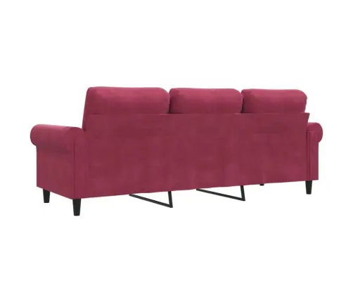 Trivietė Sofa, Raudonojo Vyno Spalvos, 180cm Aksomas