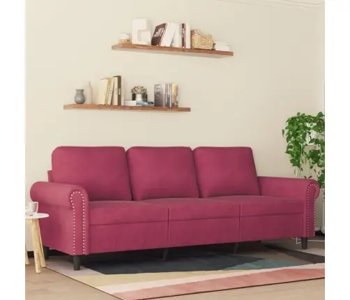 Trivietė Sofa, Raudonojo Vyno Spalvos, 180cm Aksomas