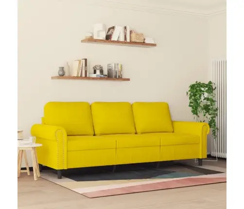 Trivietė Sofa, Geltonos Spalvos, 180cm Aksomas