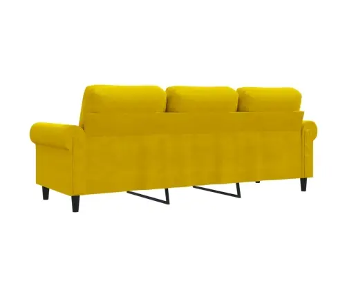 Trivietė Sofa, Geltonos Spalvos, 180cm Aksomas