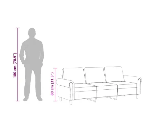 3-Kohaline Diivan, Kreemjas, 180 cm Samet