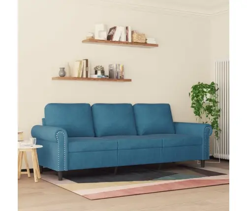 3-Kohaline Diivan, Sinine, 180 cm Samet