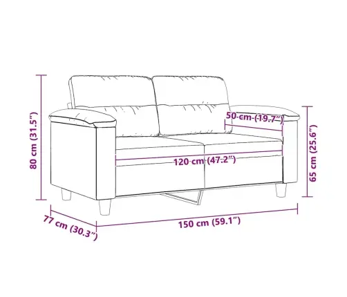 Divvietīgs Dīvāns, 120 Cm, Melns Mikrošķiedras Audums Vidaxl