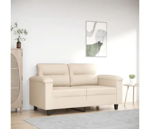 Divvietīgs Dīvāns, 120 Cm, Bēšs Mikrošķiedras Audums Vidaxl
