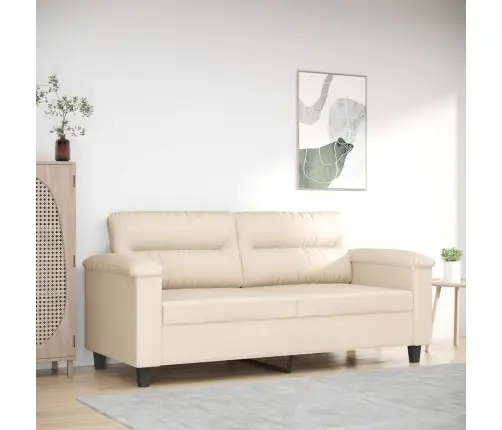 Divvietīgs Dīvāns, 140 Cm, Bēšs Mikrošķiedras Audums Vidaxl