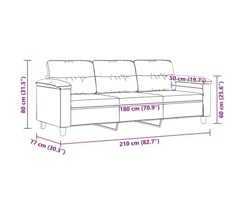 Trīsvietīgs Dīvāns, 180 Cm, Tumši Pelēks Mikrošķiedras Audums Vidaxl